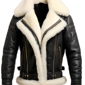 Handmade Shearling Aviator Jacket Men's B3 Bomber - Front View