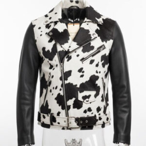 Handmade genuine cowhide hair-on leather jacket