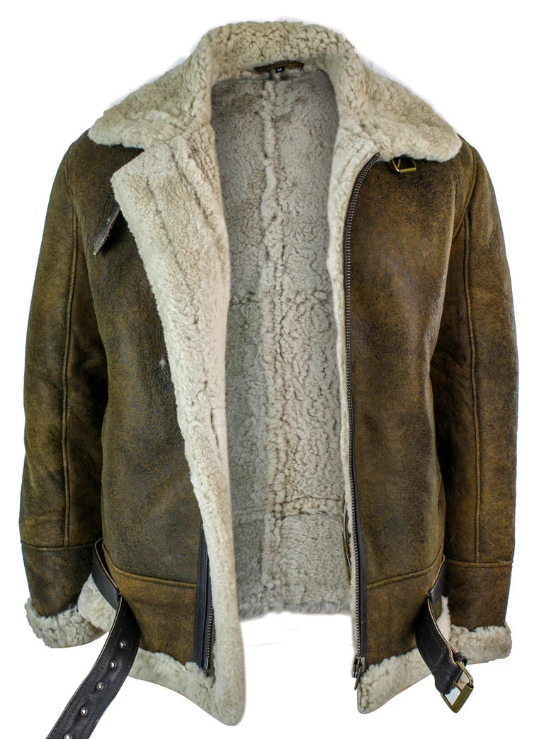 Infinity EK02 Vintage Sheepskin RAF Jacket - Front Detail View