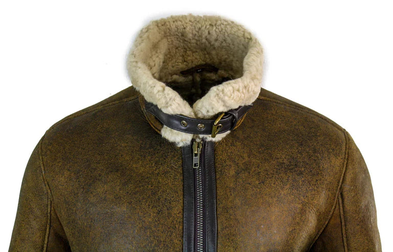 Infinity EK02 Vintage Sheepskin RAF Jacket - Front Detail View