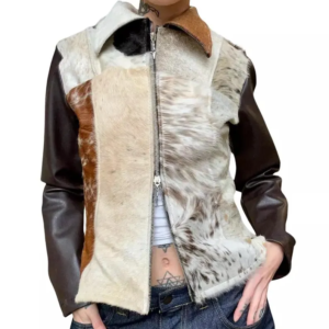 Cowhide Hair-On Jacket & Skirt Combo - Worn Front View