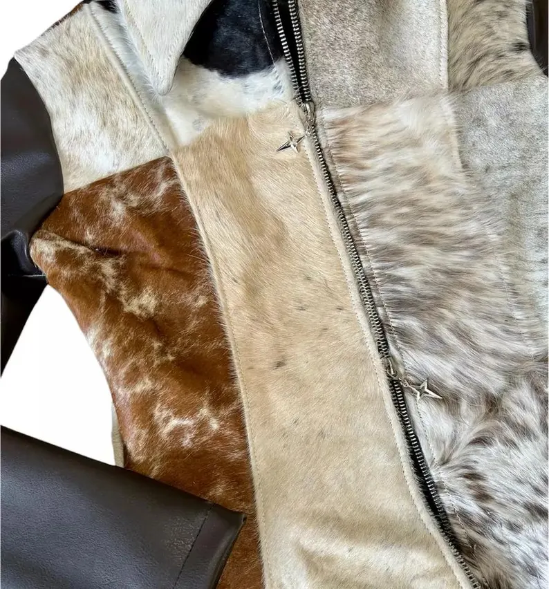 Cowhide Hair-On Jacket & Skirt Combo - Worn Front View
